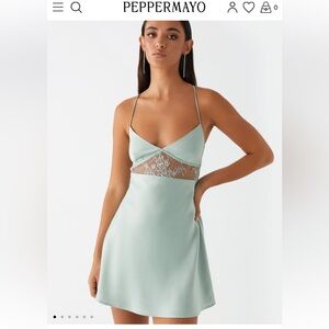 Peppermayo Mint Lace Detail Satin Chemise